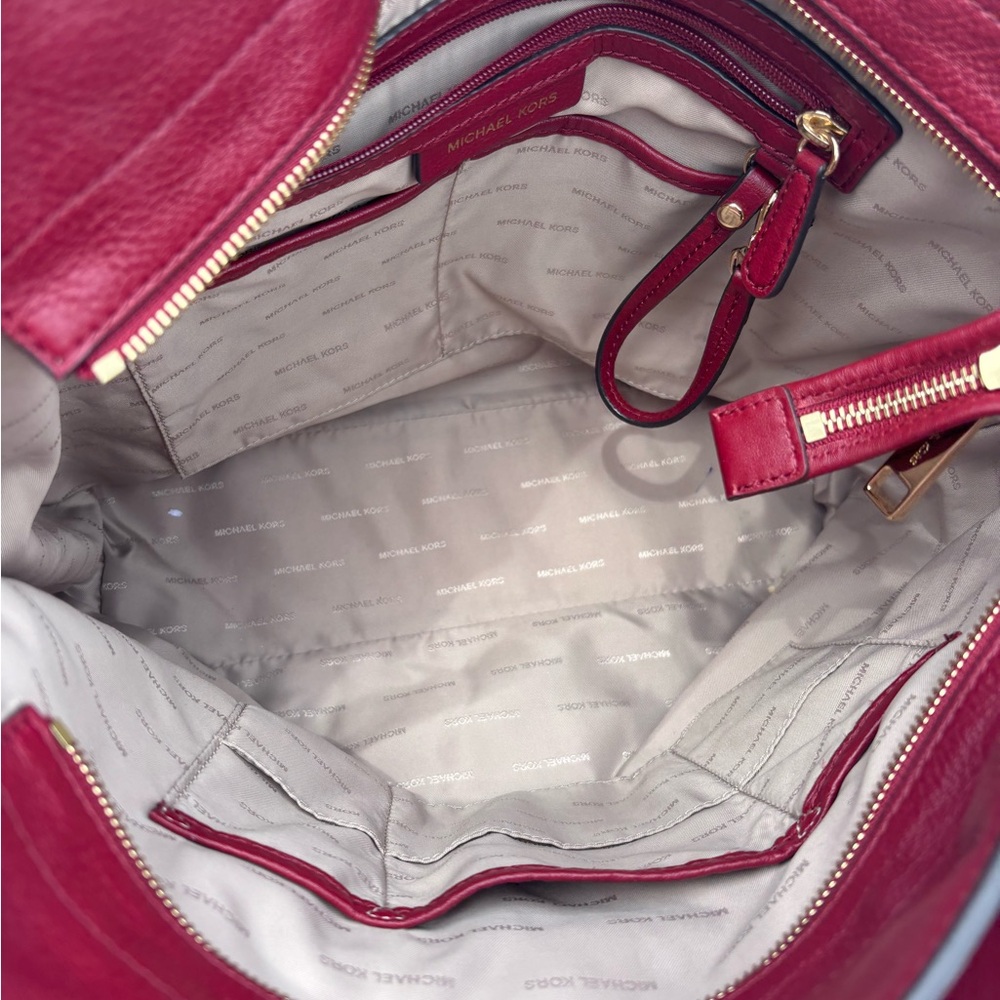 Michael Kors Scarlett Red Leather Evie Shoulder Bag-  Beautiful! - Picture 8 of 13